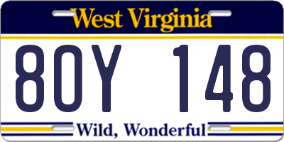 WV license plate 8OY148
