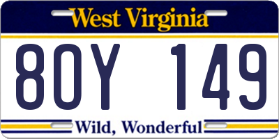 WV license plate 8OY149