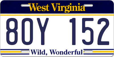 WV license plate 8OY152