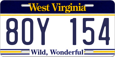 WV license plate 8OY154
