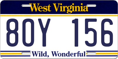 WV license plate 8OY156