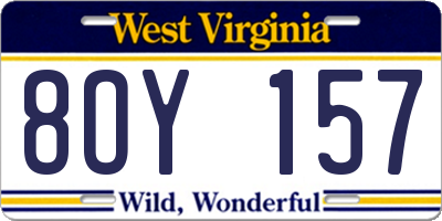 WV license plate 8OY157