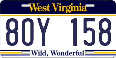 WV license plate 8OY158