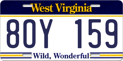 WV license plate 8OY159