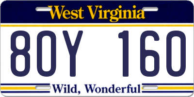 WV license plate 8OY160