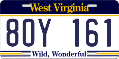 WV license plate 8OY161