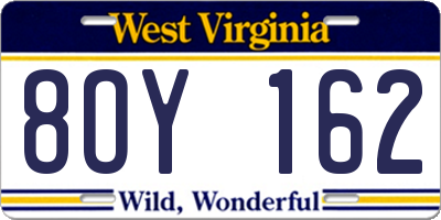 WV license plate 8OY162