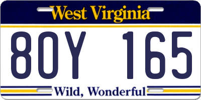 WV license plate 8OY165