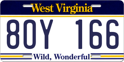 WV license plate 8OY166