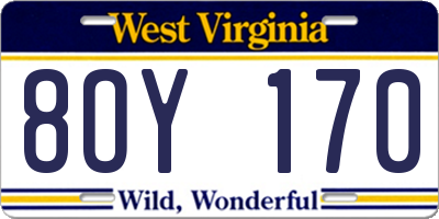 WV license plate 8OY170
