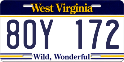 WV license plate 8OY172