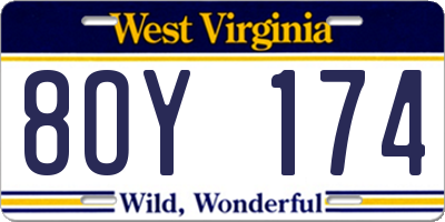 WV license plate 8OY174