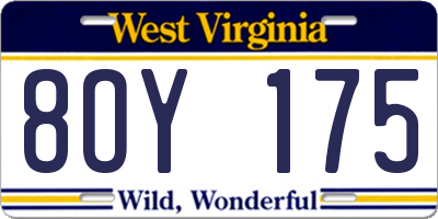 WV license plate 8OY175