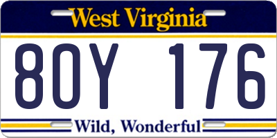 WV license plate 8OY176