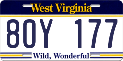 WV license plate 8OY177