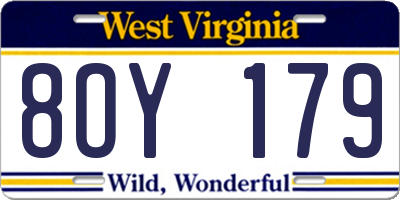 WV license plate 8OY179