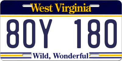 WV license plate 8OY180