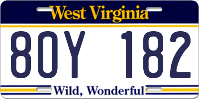 WV license plate 8OY182