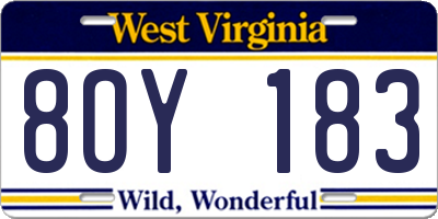 WV license plate 8OY183