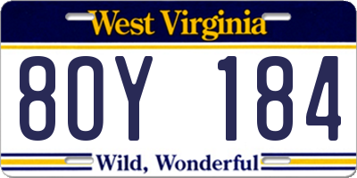 WV license plate 8OY184