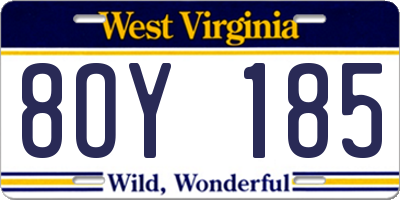 WV license plate 8OY185