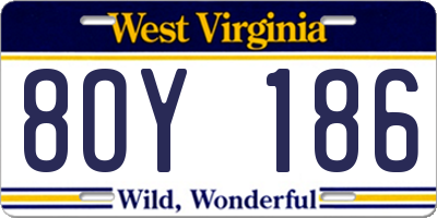 WV license plate 8OY186