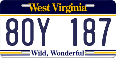 WV license plate 8OY187
