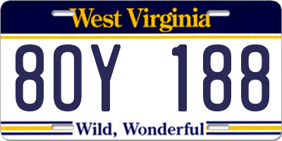 WV license plate 8OY188