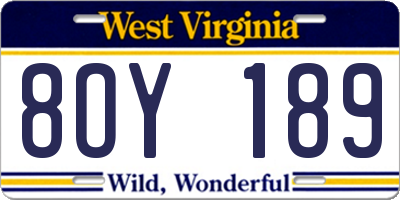 WV license plate 8OY189
