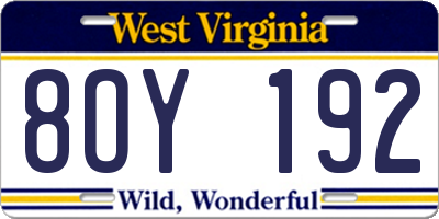 WV license plate 8OY192