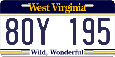WV license plate 8OY195