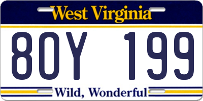 WV license plate 8OY199