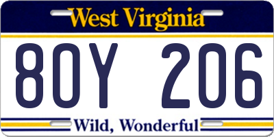 WV license plate 8OY206
