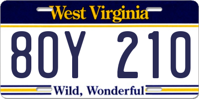 WV license plate 8OY210