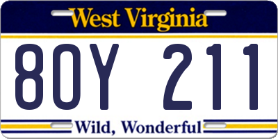 WV license plate 8OY211