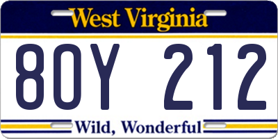WV license plate 8OY212