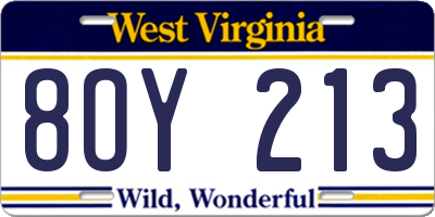 WV license plate 8OY213