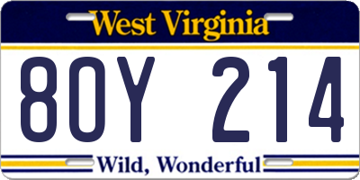 WV license plate 8OY214