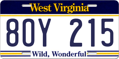 WV license plate 8OY215