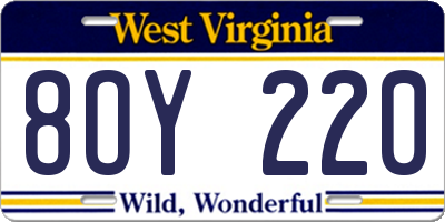 WV license plate 8OY220