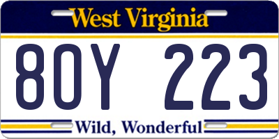WV license plate 8OY223