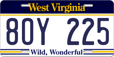 WV license plate 8OY225