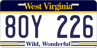 WV license plate 8OY226