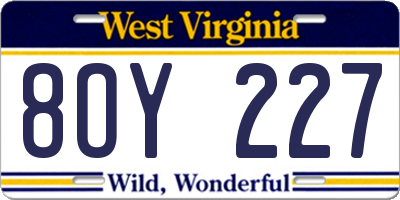 WV license plate 8OY227