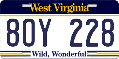 WV license plate 8OY228