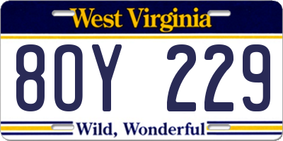 WV license plate 8OY229
