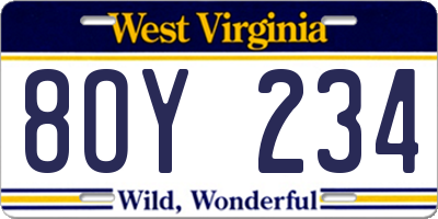 WV license plate 8OY234