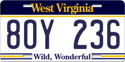 WV license plate 8OY236