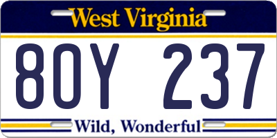 WV license plate 8OY237