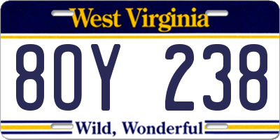 WV license plate 8OY238